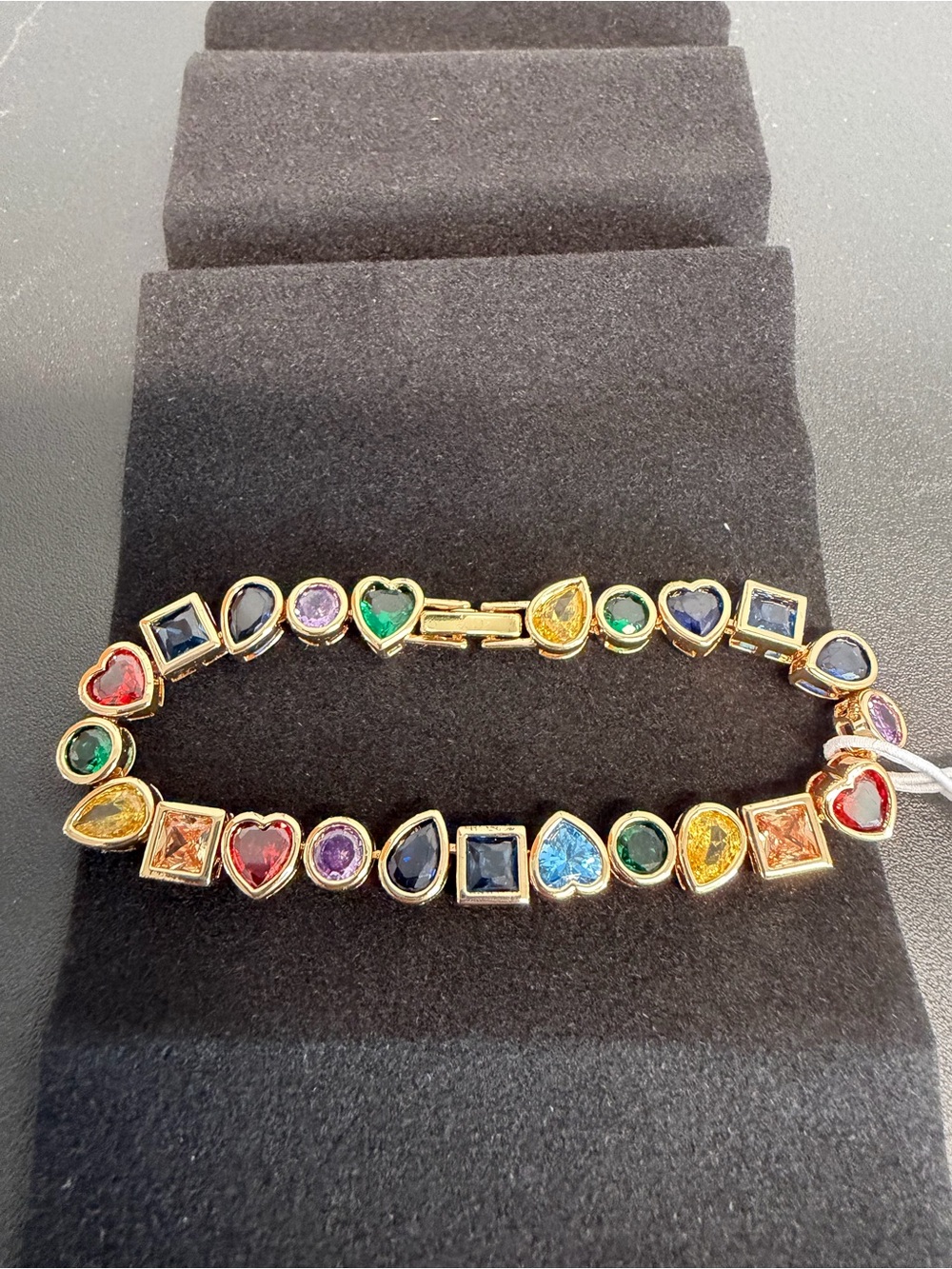 Camila Coelho | Vibrant Rainbow CZ Heart Tennis Bracelet 💛🩵💚❤️ - Picture 5 of 7